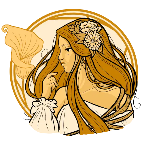 A neo-traditional portrait of a woman with flowers